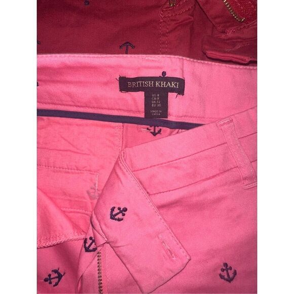Bundle of 2 British Khaki Anchor Skirts pink red Size 8 - Picture 2 of 5